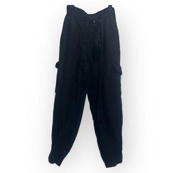 Aritzia Wilfred black linen tie waist trousers size small - Picture 2 of 14